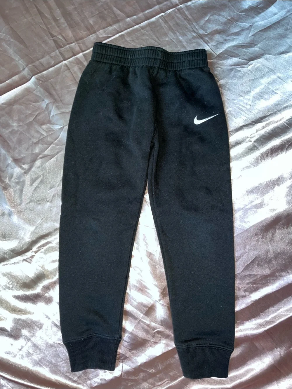 Nike Kids Black Fleece Joggers with White Swoosh